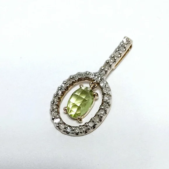 14K Gold Peridot & Diamond Pendant - Picture 8 of 8